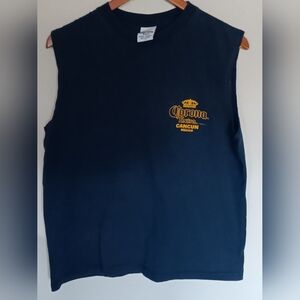 Vintage 90s Corona Extra Navy Cotton Sleeveless Tshirt